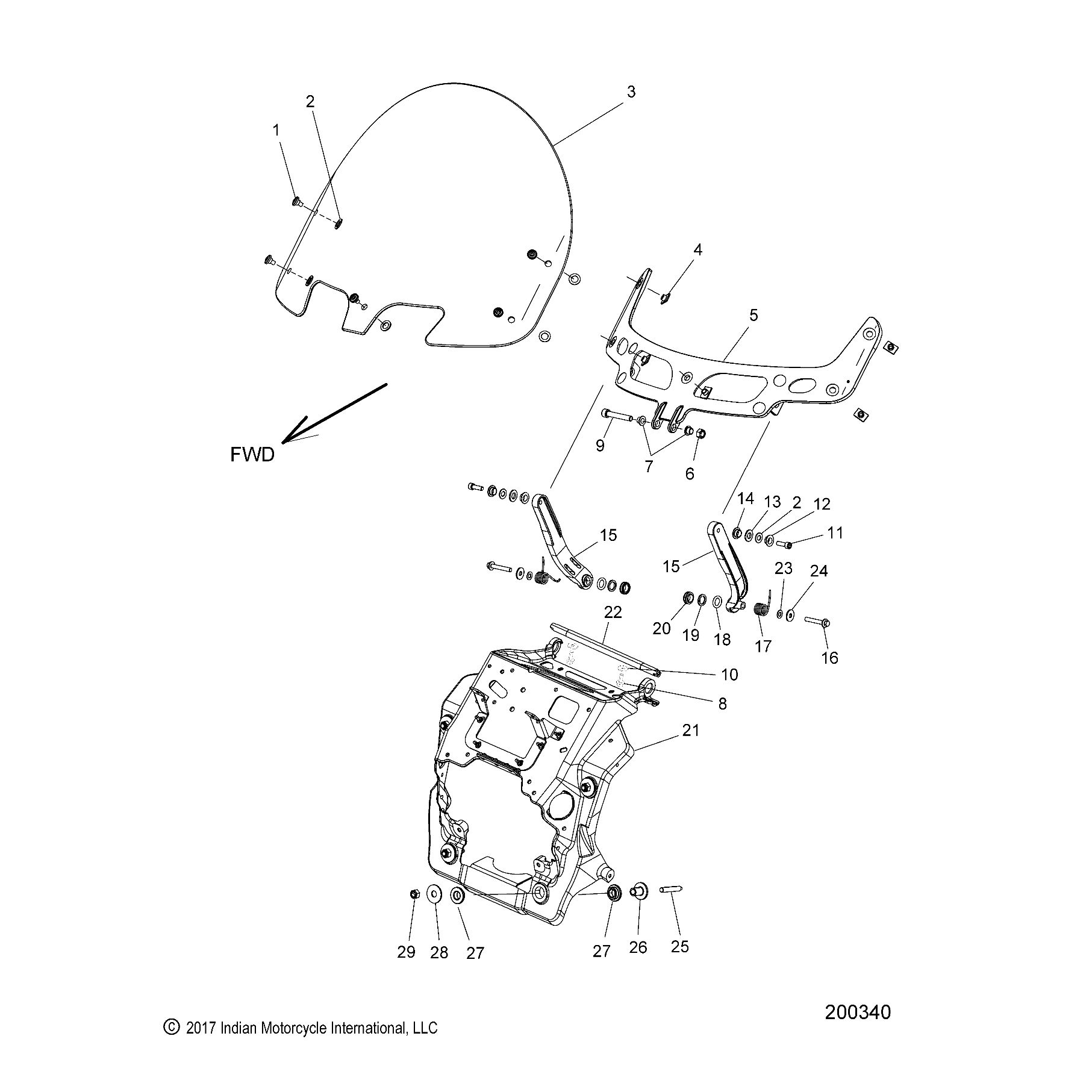 BODY, FAIRING ASM, WINDSHIELD MOUNT N18TCEAA ALL OPTIONS (200340
