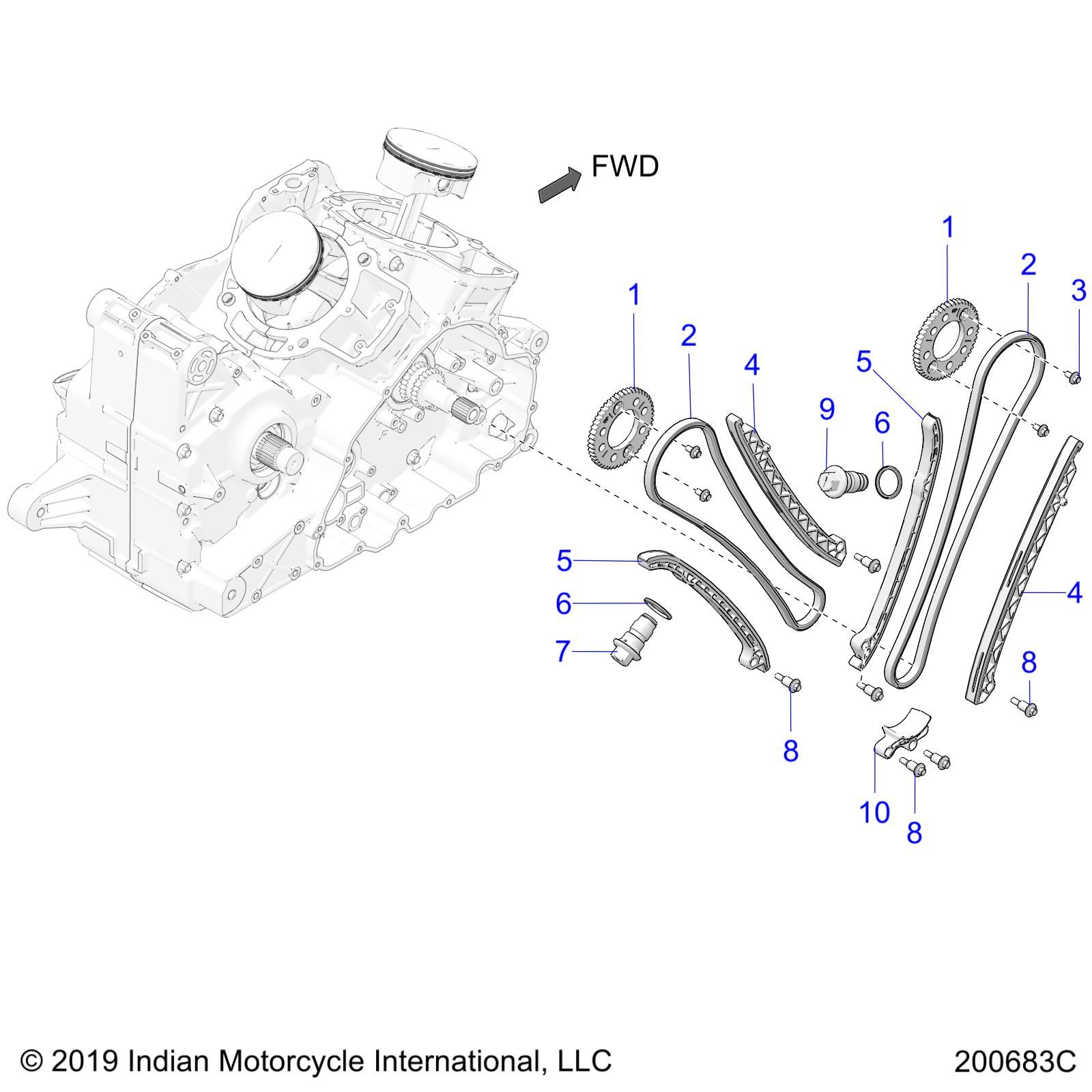 ENGINE, CAM CHAIN AND SPROCKETS N20LCDRR ALL OPTIONS (200683C