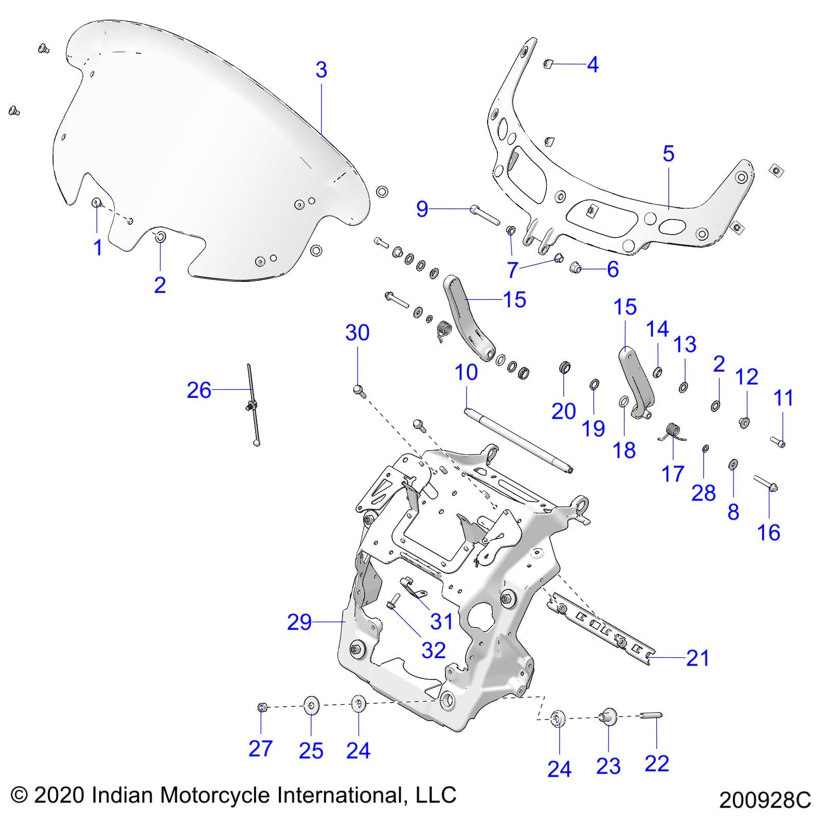 BODY, FAIRING ASM, WINDSHIELD MOUNT N20TCEBB ALL OPTIONS (200928C