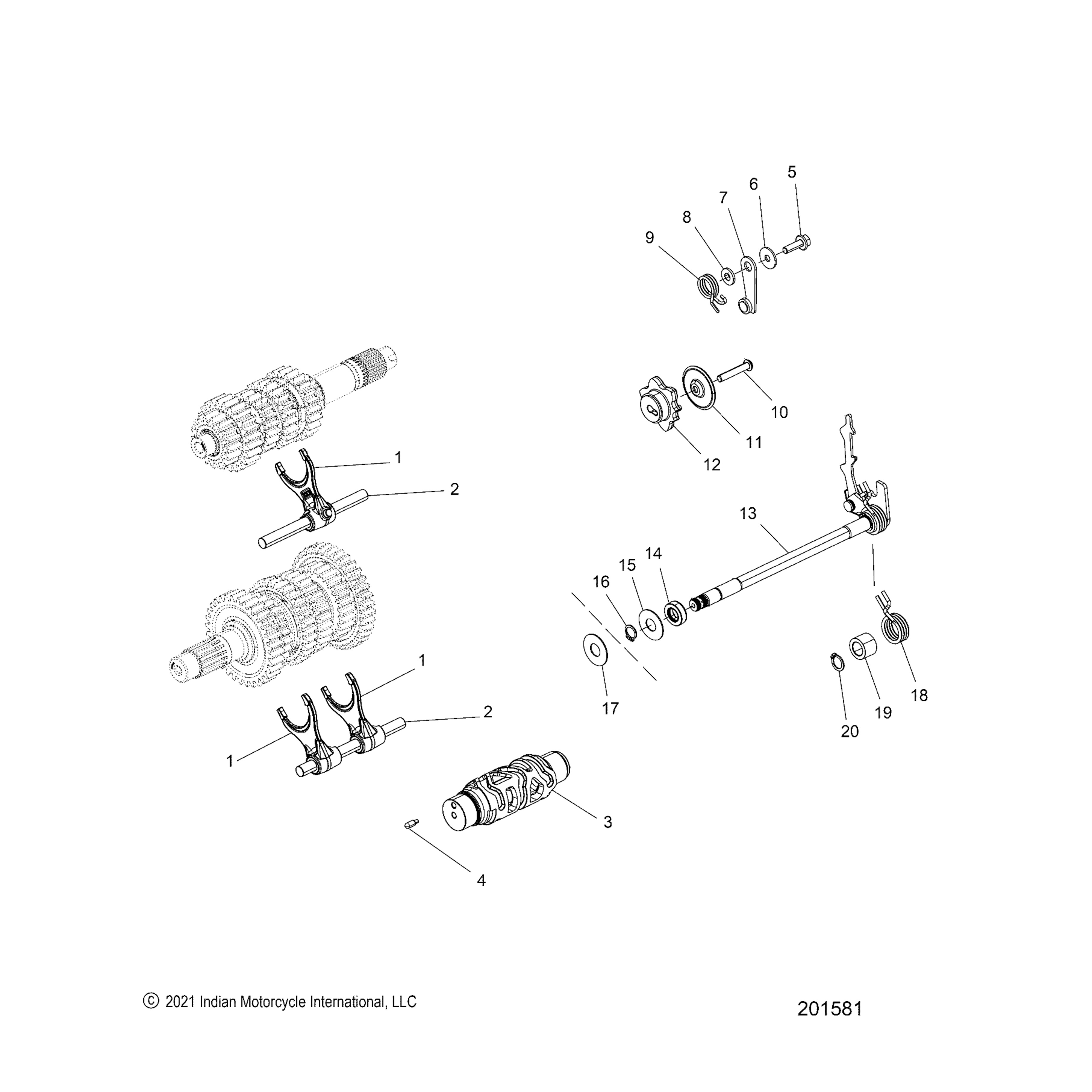 DRIVE TRAIN, SHIFT FORKS, RATCHET AND DRUM N22MSA11/MSB11 ALL OPTIONS