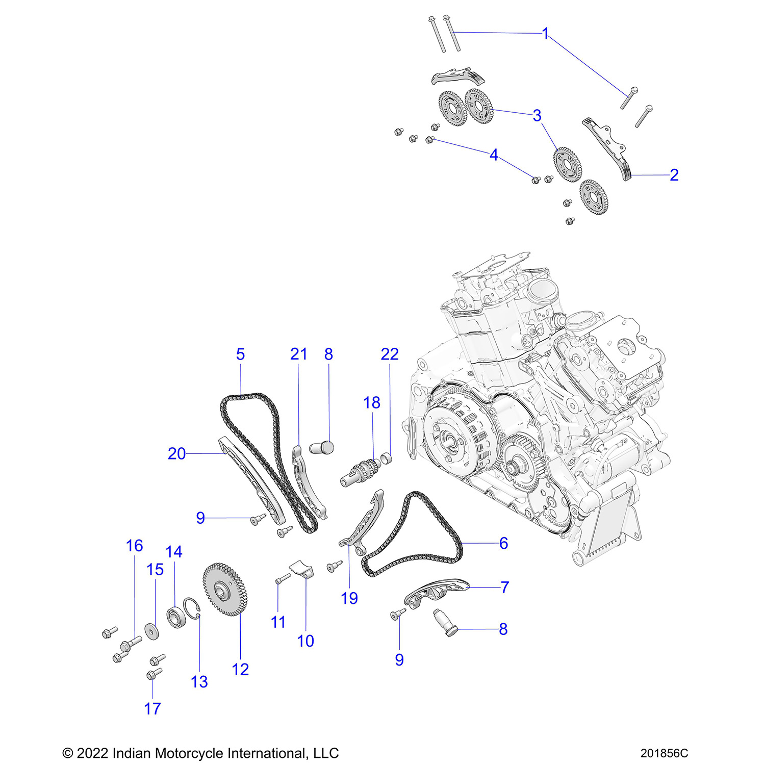 ENGINE, CAM CHAINS AND SPROCKETS N23RZA22/RZM22/FZA22/FZM22 (201856C