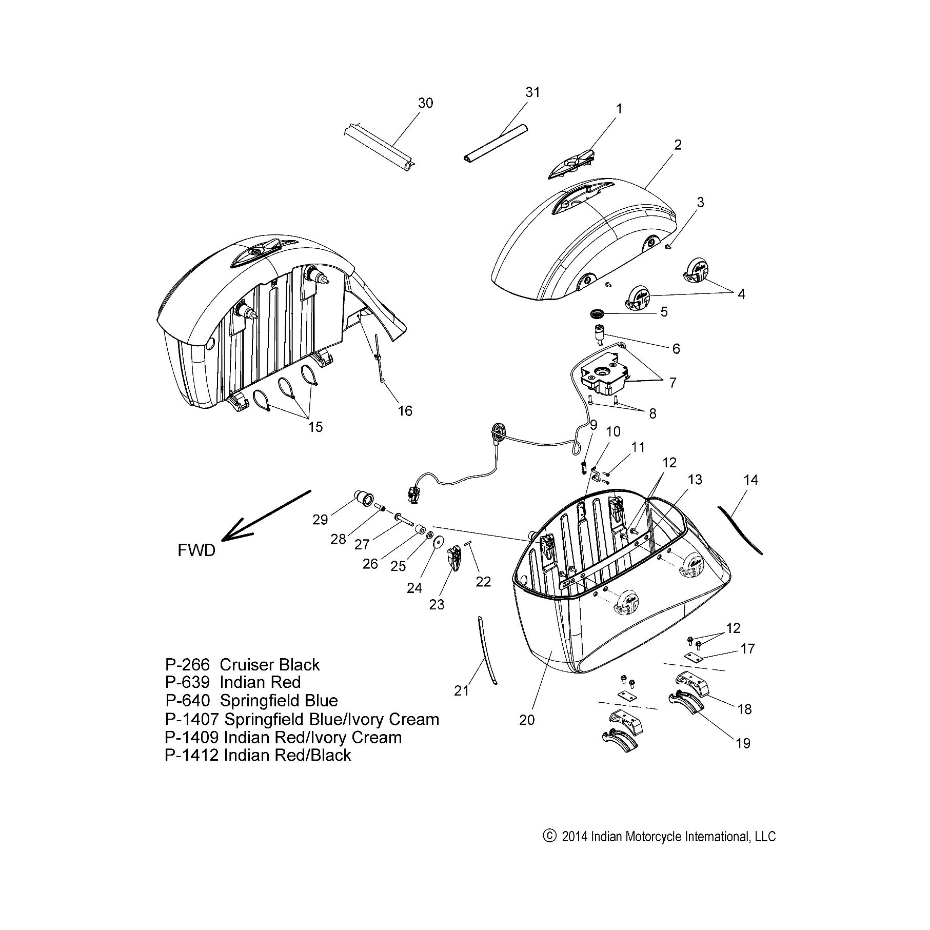 BODY, SADDLEBAG ASM. N14TCA ALL OPTIONS (49INDIANSADDLEBAG14) Moore