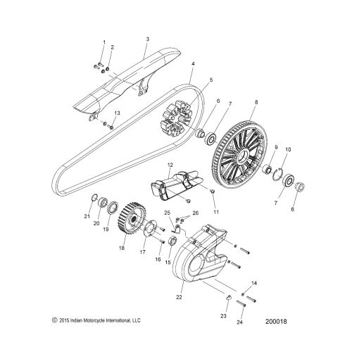 DRIVE TRAIN, SPROCKETS, GUARDS AND BELT