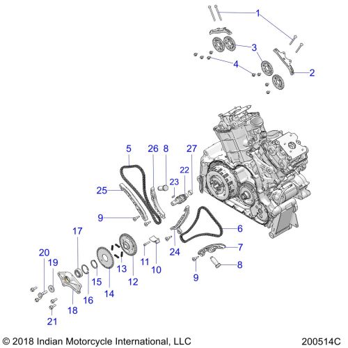 ENGINE, CAM CHAINS AND SPROCKETS