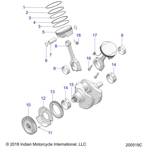 ENGINE, PISTON AND CRANKSHAFT ASM.