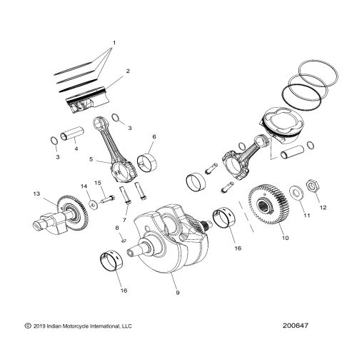 ENGINE, PISTON AND CRANKSHAFT