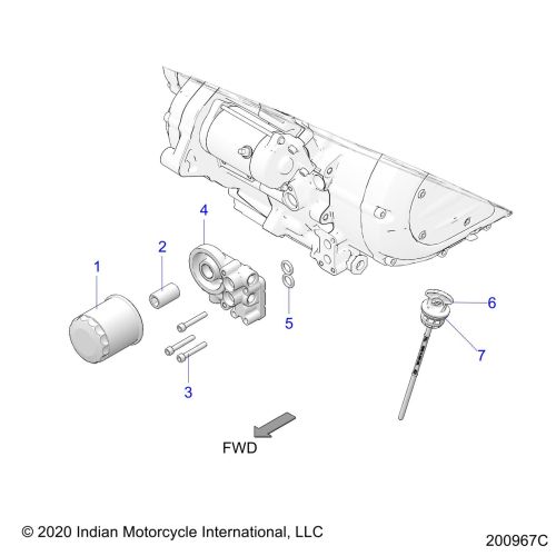 ENGINE, OIL FILTER / ADAPTOR, AND DIPSTICK