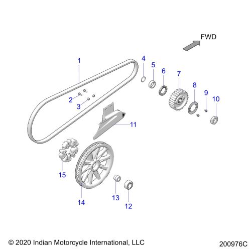 DRIVE TRAIN, DRIVE SPROCKET, BELT AND GUARD