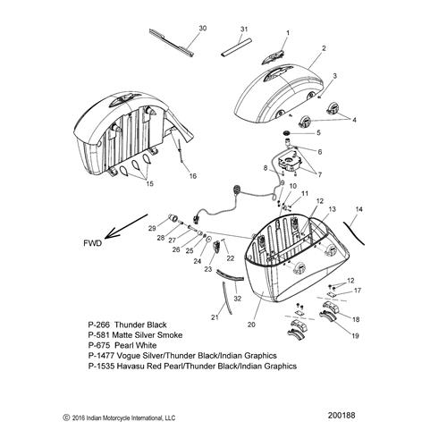 BEZEL, LOCK, SADDLEBAG, CHROME
