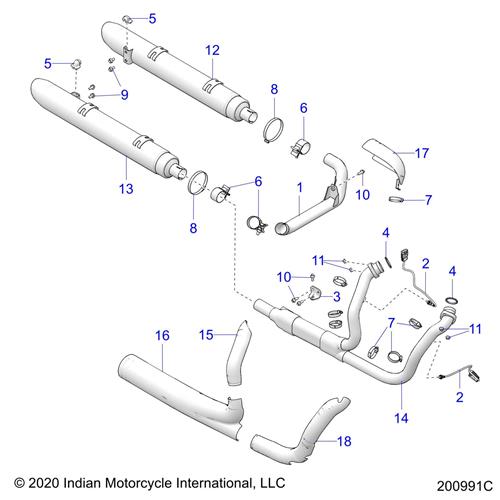 ASM., EXHAUST CROSSOVER TUBE, CHROME