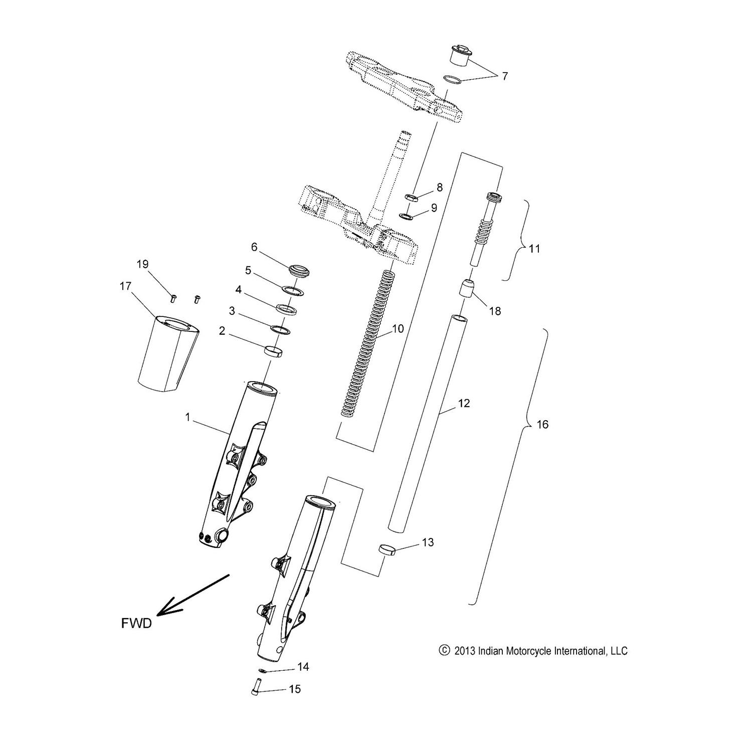 ASM., FORK LEG, LH, FLAT BLACK [INCL. 1-16,18]